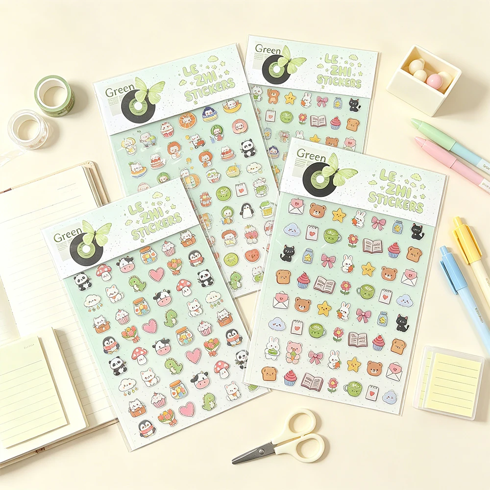 LEZHI Cute Cartoon Animal Stickers Kawaii Bear Rabbit Panda Decals for Journal Scrapbooking DIY Craft Decor Sweet Girl Gifts