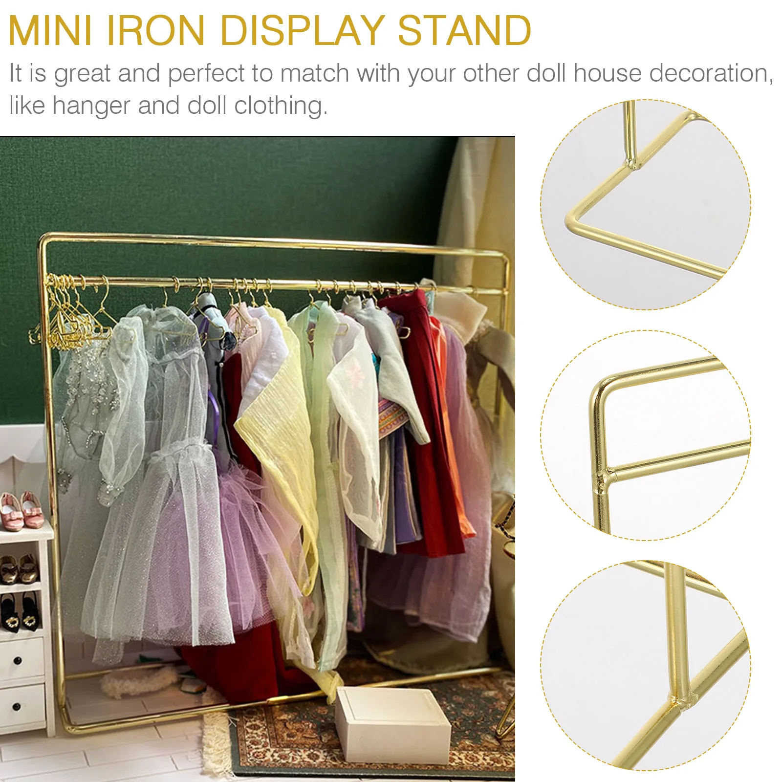 

1Pcs Mini Iron Display Rack Small House Decor Miniature Stand for Fashion Accessories Display Shelf House Rack