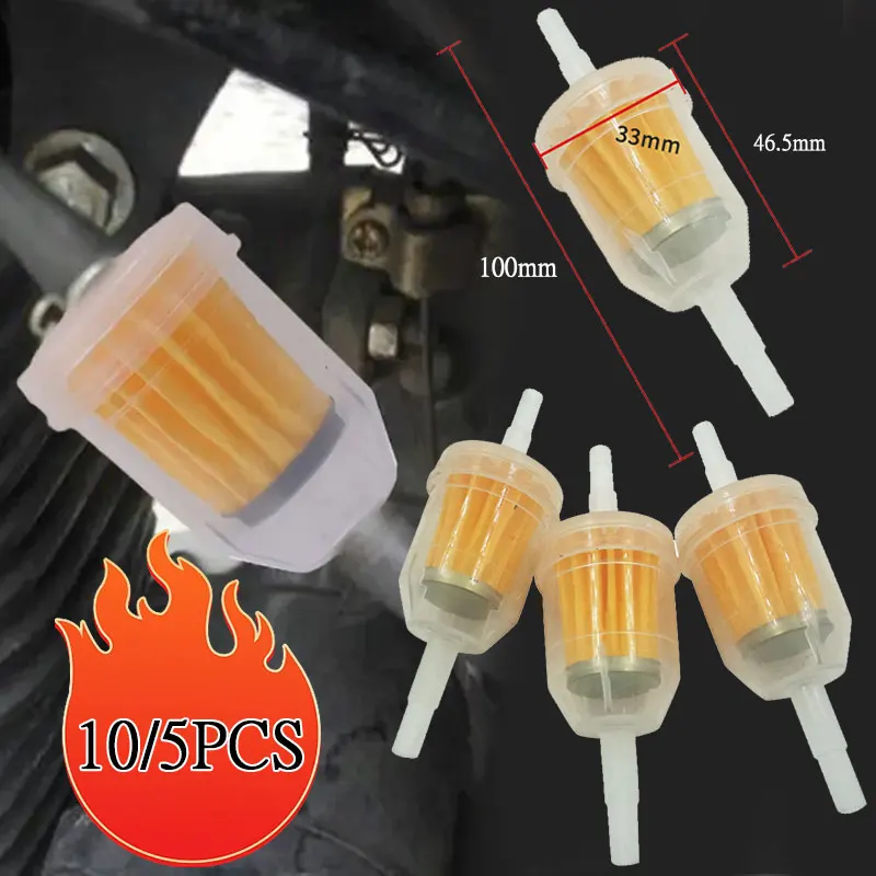 10/5Pcs Professional Motorcycle Oil Filter Inline Gas Fuel Filter Motorcycle Scooter Gasoline Filters Tool for Fuel Delivery