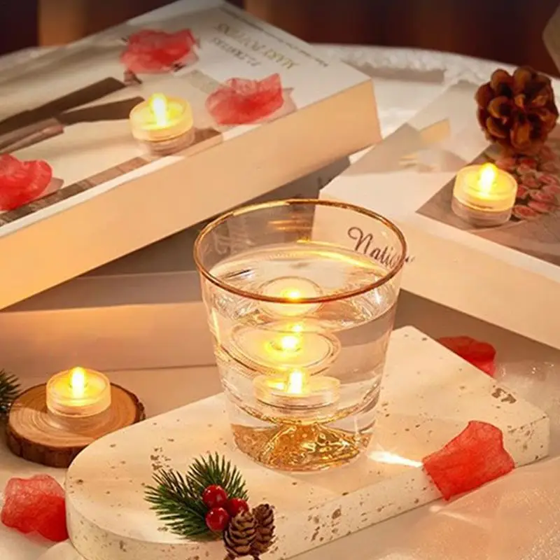 Waterproof LED Lights For Vases Bright Underwater Tea Light Candles Decorative Light For Swimming Pool Bathtub Vase Pond