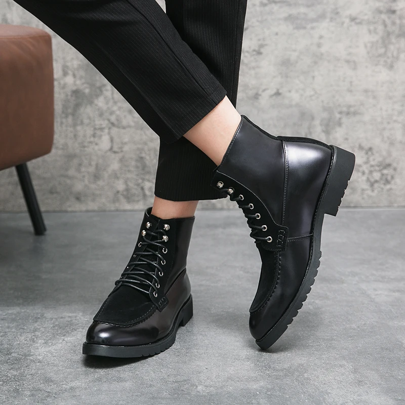 

38~47 Men Chelsea Boots Brand Retro Comfortable PU Leather Ankle Boots Men 2025 Fashion Black Brown Mens Boots