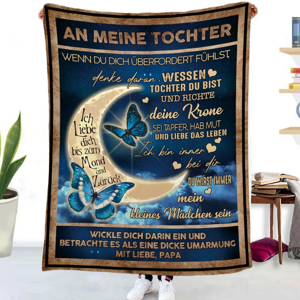 Flanelldecke mit deutschen Buchstaben „To My Daughter Son“, Weihnachtsgeschenk, warme Überwurfdecke für Bett, Sofa, Couch, Geburtstagsgeschenke, Heimkönigin – Detail 11