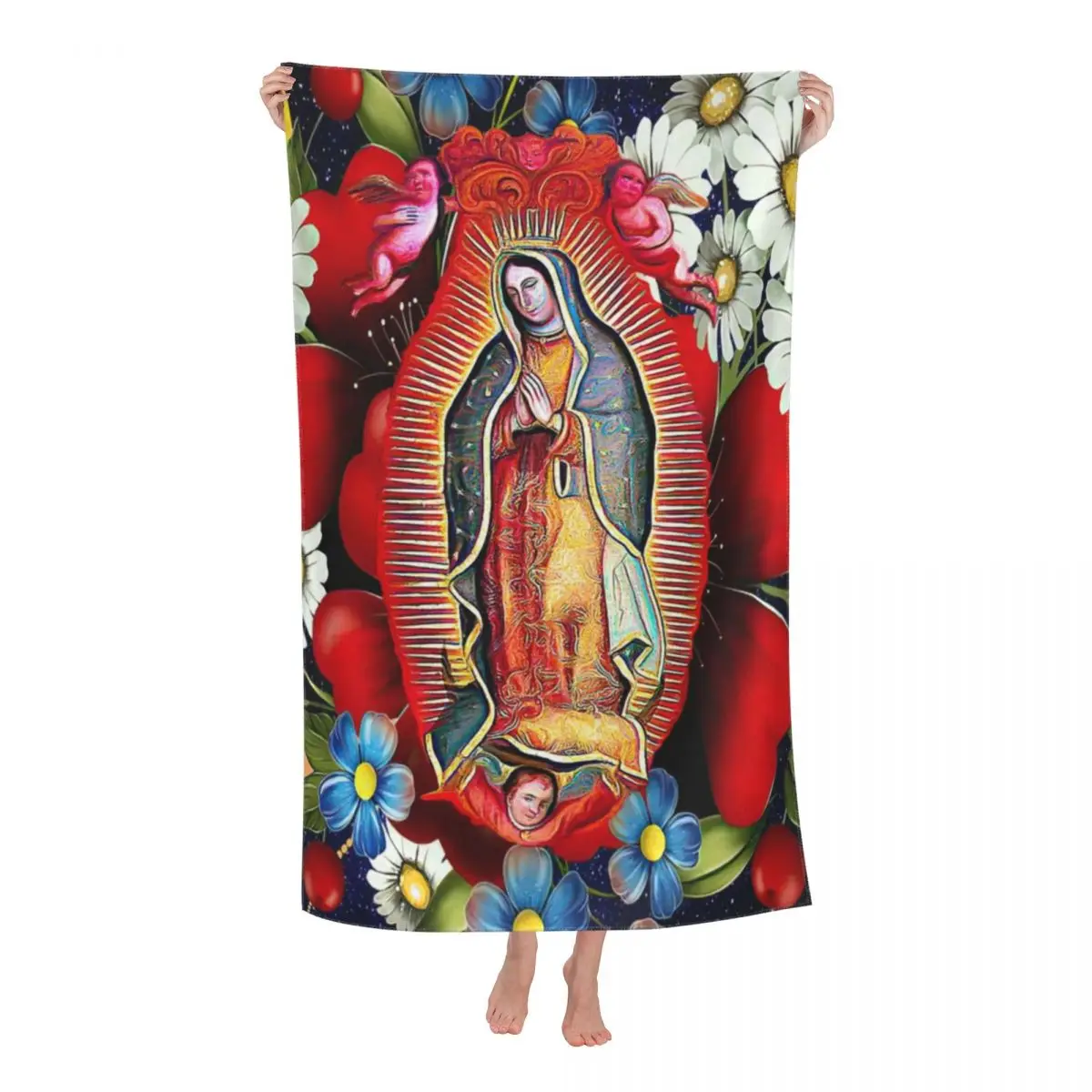 Catholic Quick Dry Microfiber Beach Towel Absorbent Religion Saint Jesus and Mary God Women Men Travel Home Decor Bath Towels