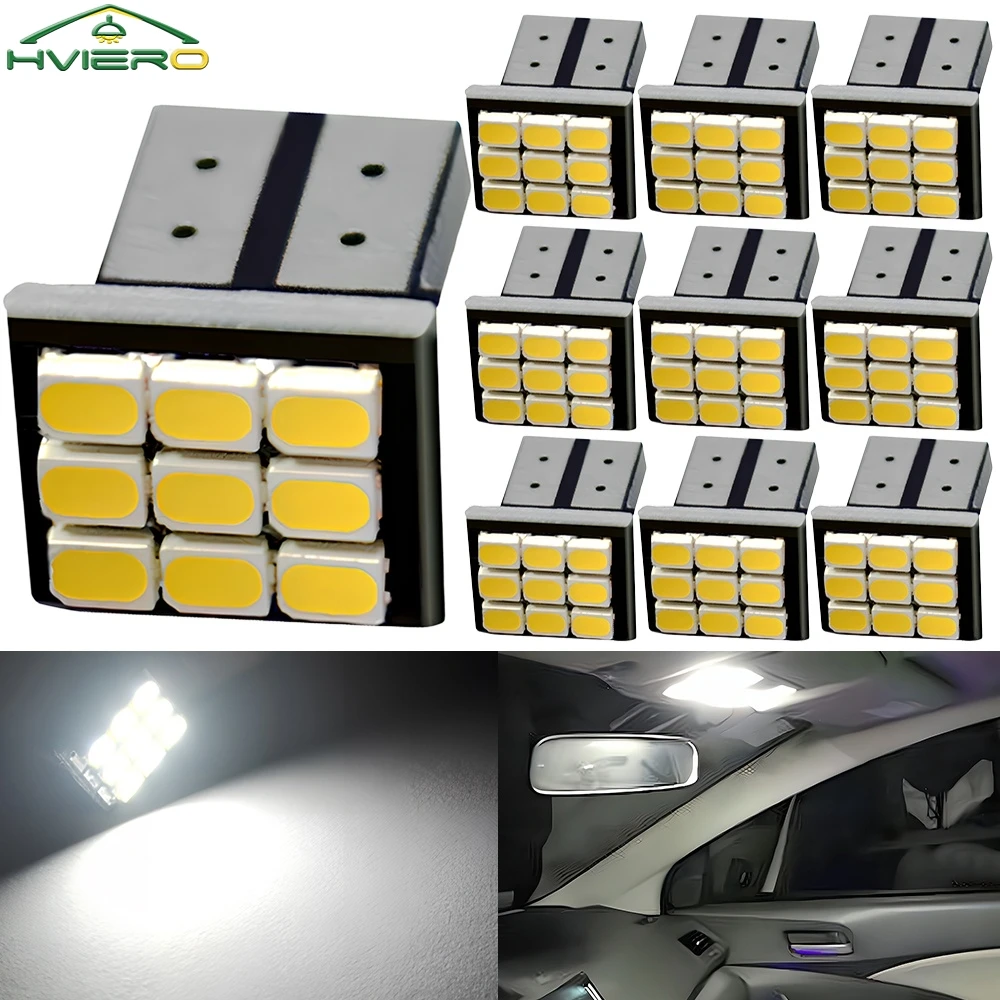 10PCS Car Parking Reverse License Plate Turn Signal Styling Dome LED Light 1206 9SMD White Marker Backup Bulb Interior Read Lamp