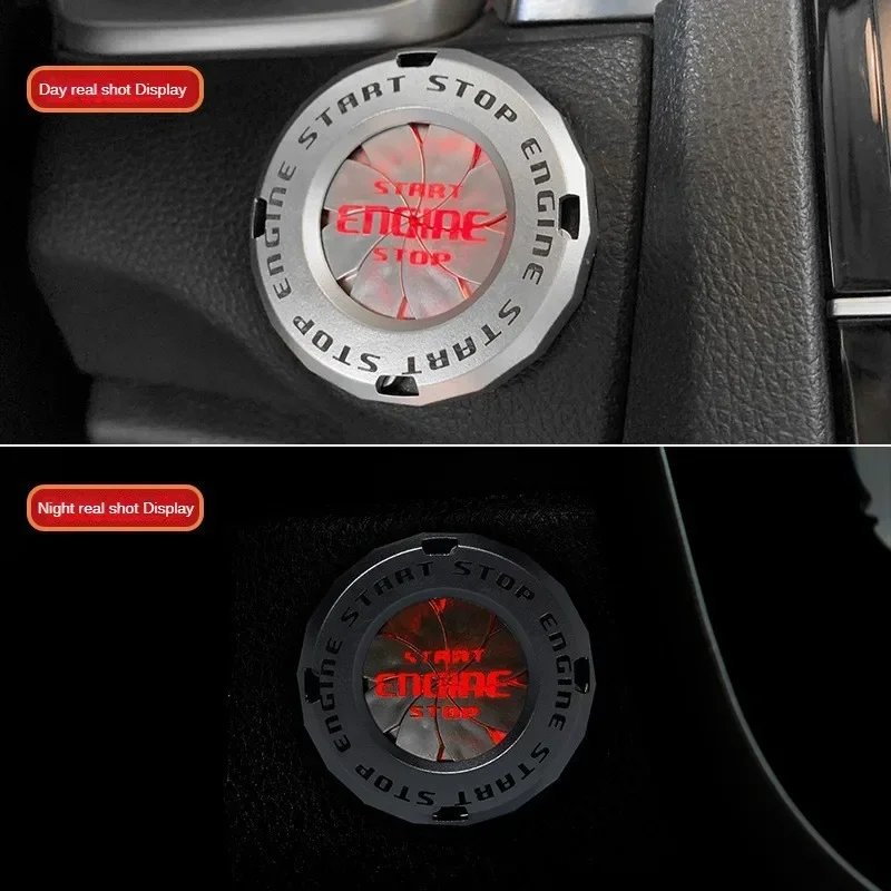 1Pcs Car Interior Modification, One Click Start Button, Ignition Ring Switch, Rotation, Personalized Protection Cover Decoration