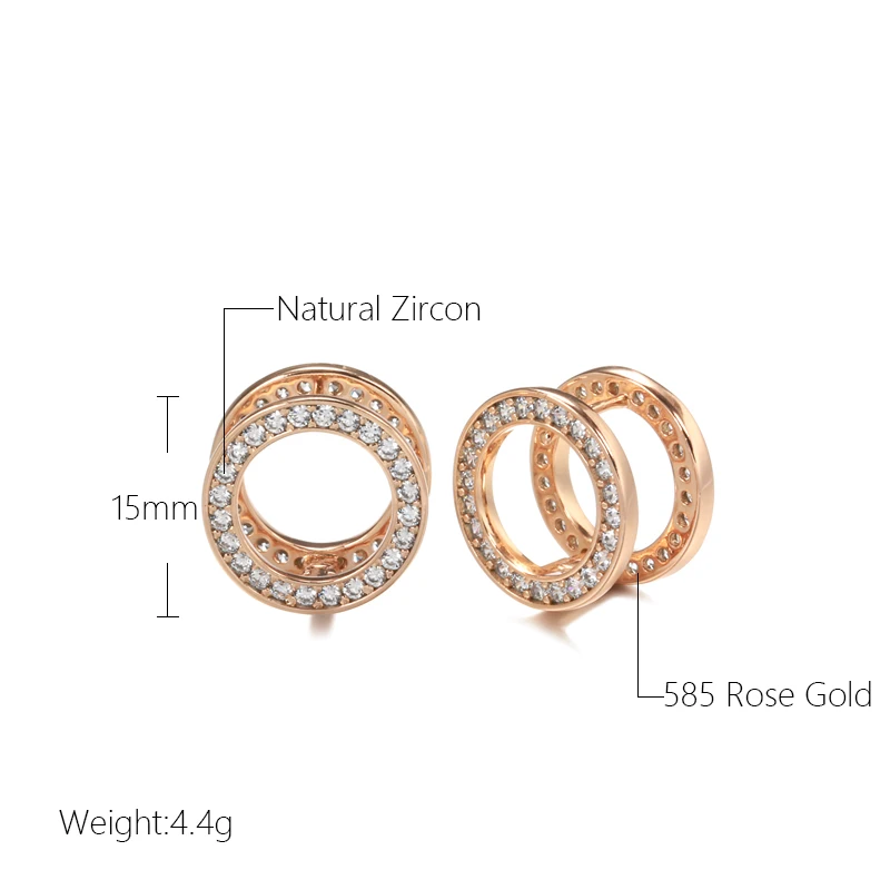 Luxury Double Circle Clip Earrings With Full White Zircon Fashion Drop Earrings For Women Wedding Party Statement Jewelry