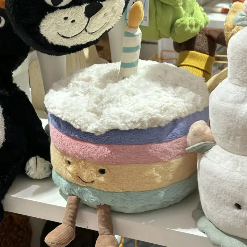 Jouet en peluche gâteau d'anniversaire, oreiller créatif, poupée en peluche de dessin animé, oreiller décoratif doux, coussin de dos, cadeaux pour enfants