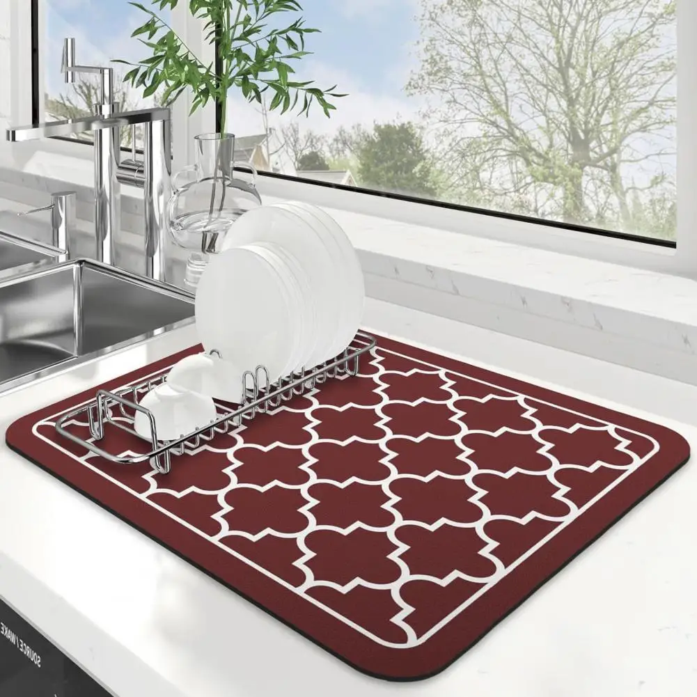 Roll-up Dish Drying Mat Absorbent Dish Drying Mat for Kitchen Counter with Rubber Backing for Coffee for Kitchen