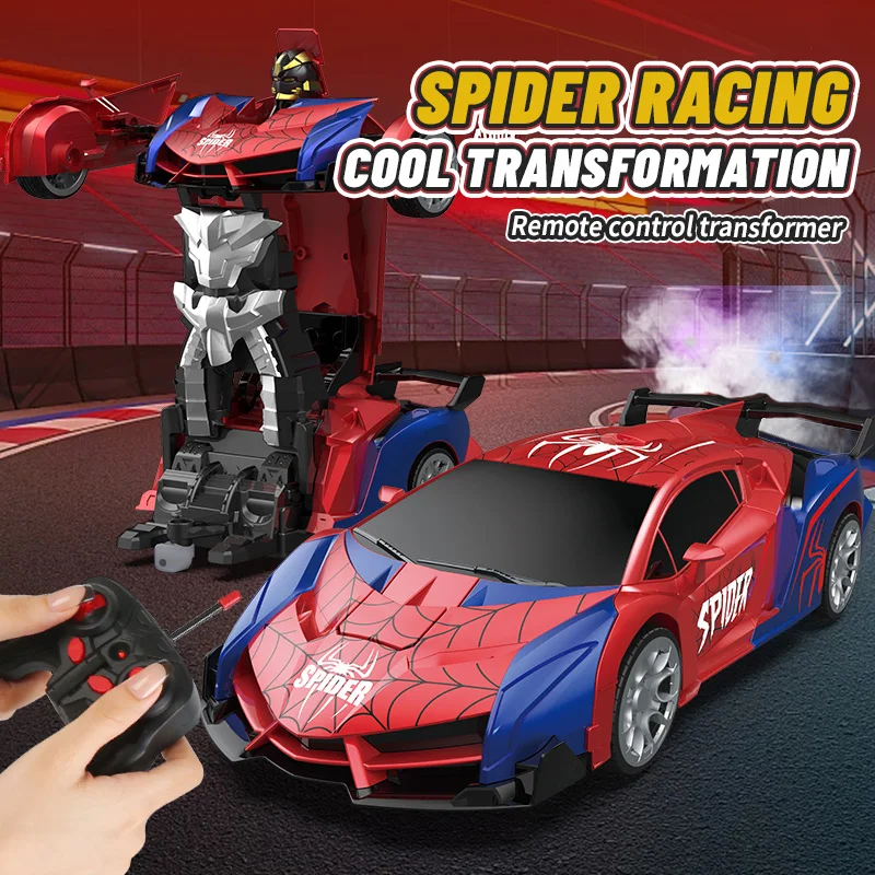 

1:18 RC Transforming Car Robot Toy, One-Button Transform，With spray，LED Lights, 2.4GHz Drift Racing Vehicle, 360° spin