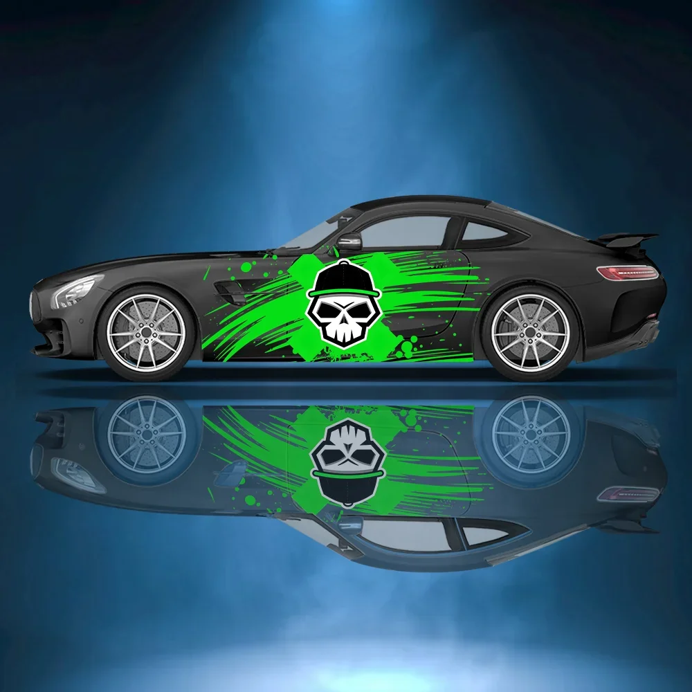 Cartoon Skull Colorful Graffiti Decor Car Side Sticker Vinyl Self-adhesive Paper Motorsport Paint Decal Suitable for Truck Suv