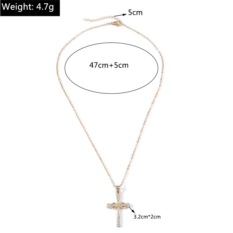 Mode Kreuz Halskette für Frauen Männer Gold Silber Farbe Dazzling Kristall Jesus Kruzifix Halskette Christian Schmuck Großhandel – Detail 7