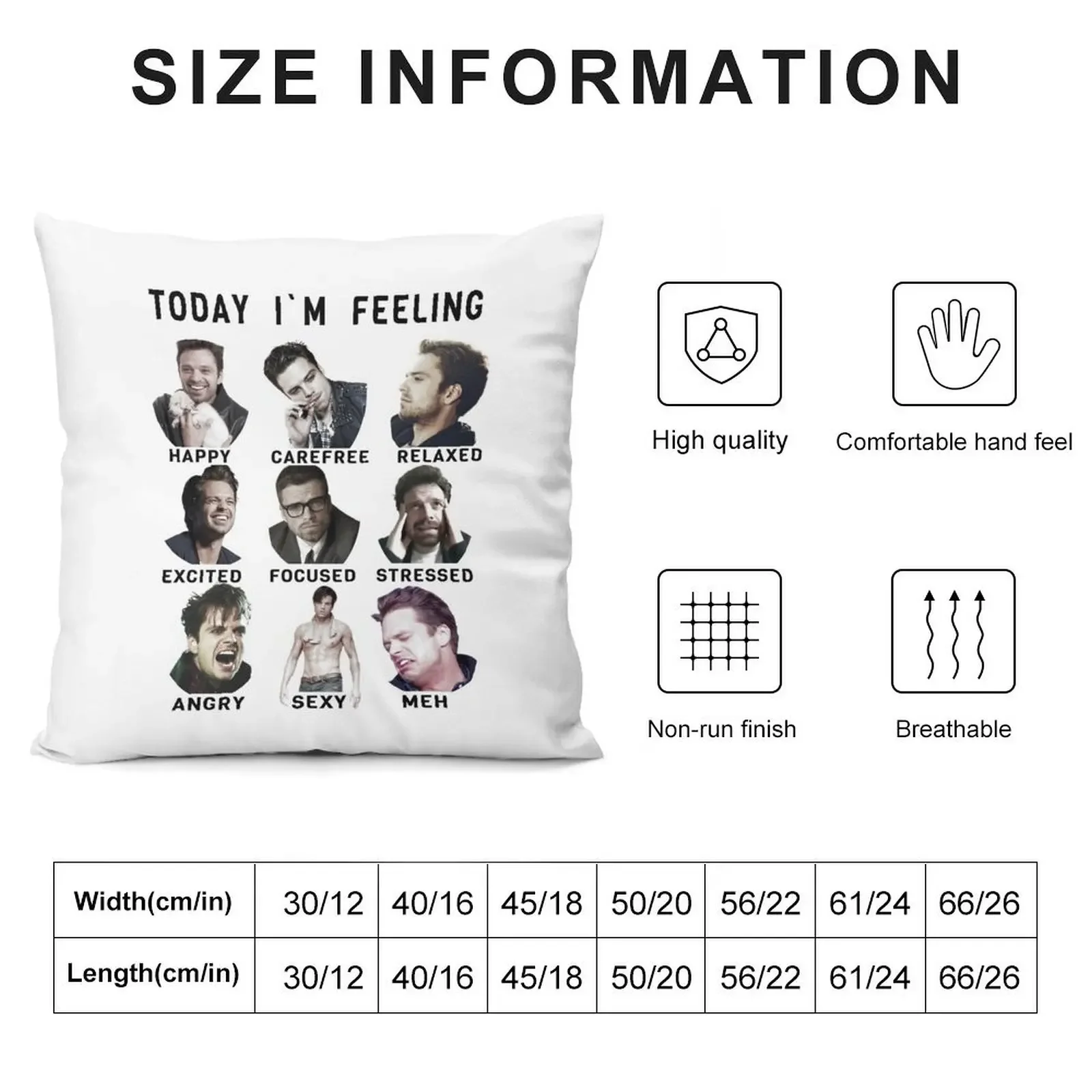 Sebastian Stan - Funny Feelings - Bucky Barnes - Signature Throw Pillow Luxury Living Room Decorative Cushions pillow