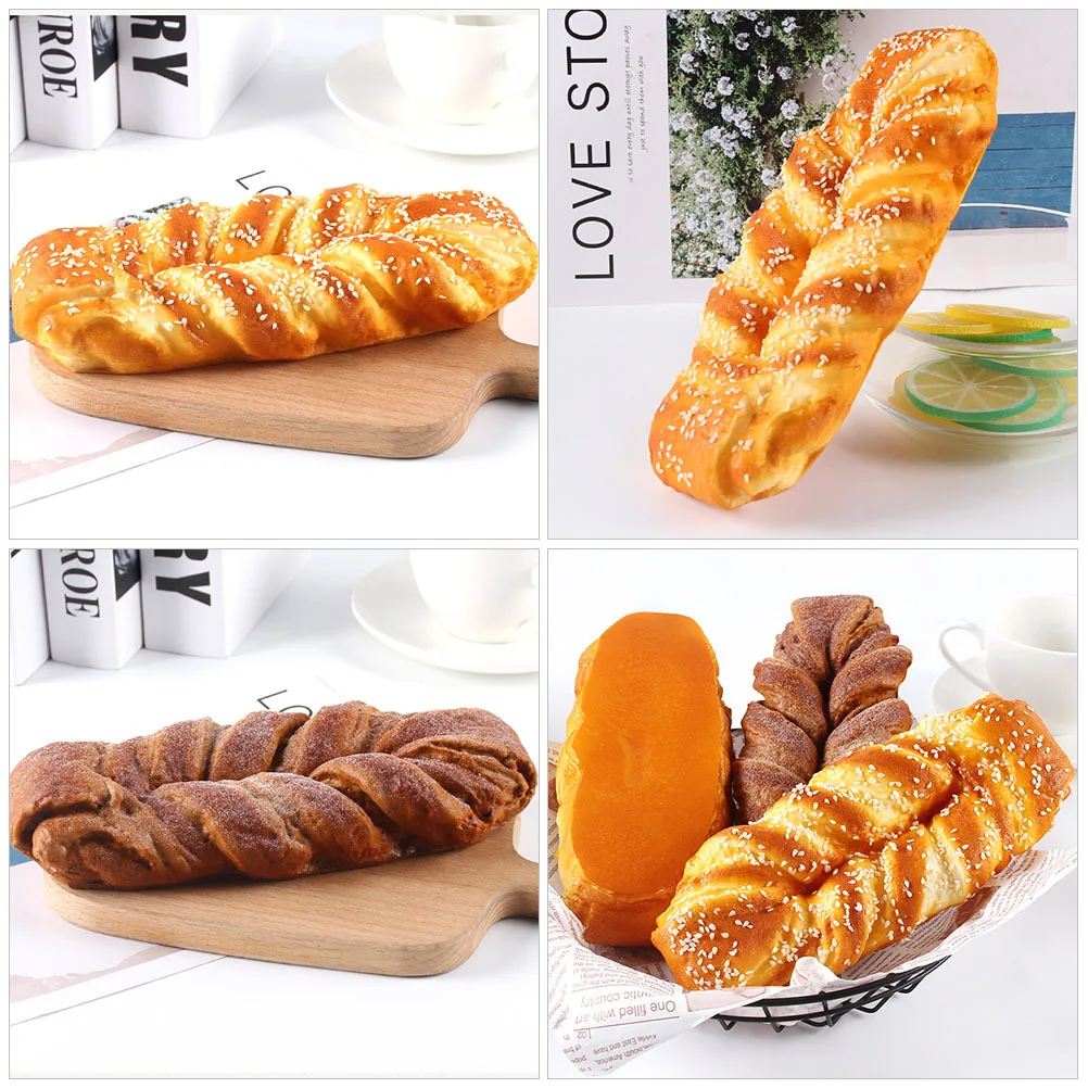 

2Pcs Fake Bread Simulation Artificial PU Bread Prop Realistic Decoration for Room Decor Photography Props Decorations for Shop