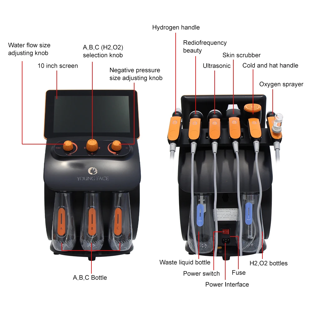 YUNE WIN المياه الأكسجين جلدي آلة الوجه شد الجلد تجديد الوجه رفع الجلد الجمال التطهير فقاعة المعدات #3