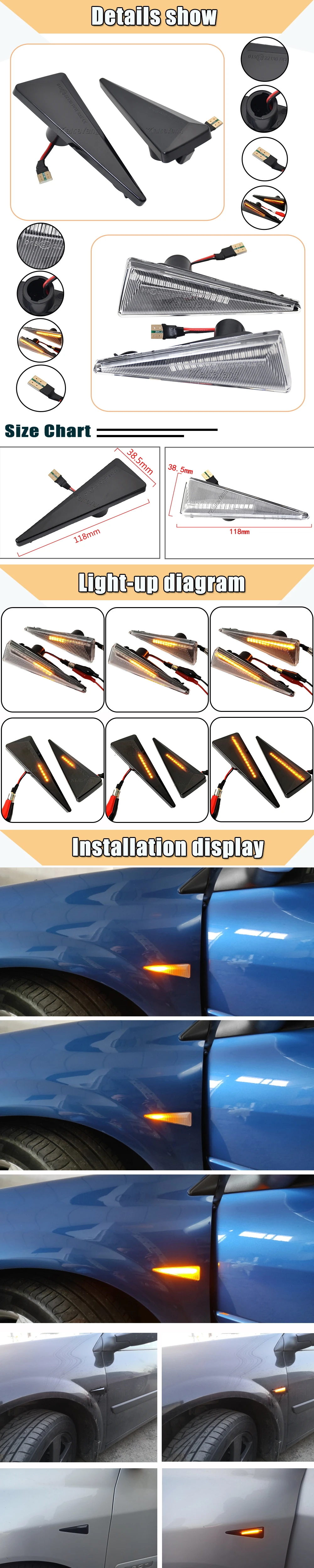 2 Stück LED Dynamische Seitenmarkierungs-Blinkleuchte für Renault Megane MK2 CC Espace MK4 Scenic MK2 Wind Avantime Thalia 2 – Detail 1