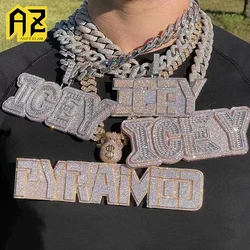 Big Square Zircon Custom Letters Pendants Necklaces For Men Women Zircon Customized Name Necklace Hip Hop Jewelry For Rapper