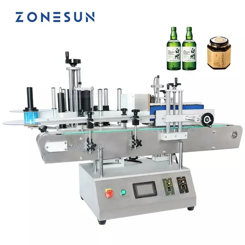 ZONESUN ZS-TB150A آلة تسميات التعبئة والتغليف عالية السرعة 200 زجاجة/دقيقة آلة وضع العلامات على جرة مستحضرات التجميل والزيوت العطرية ملصق