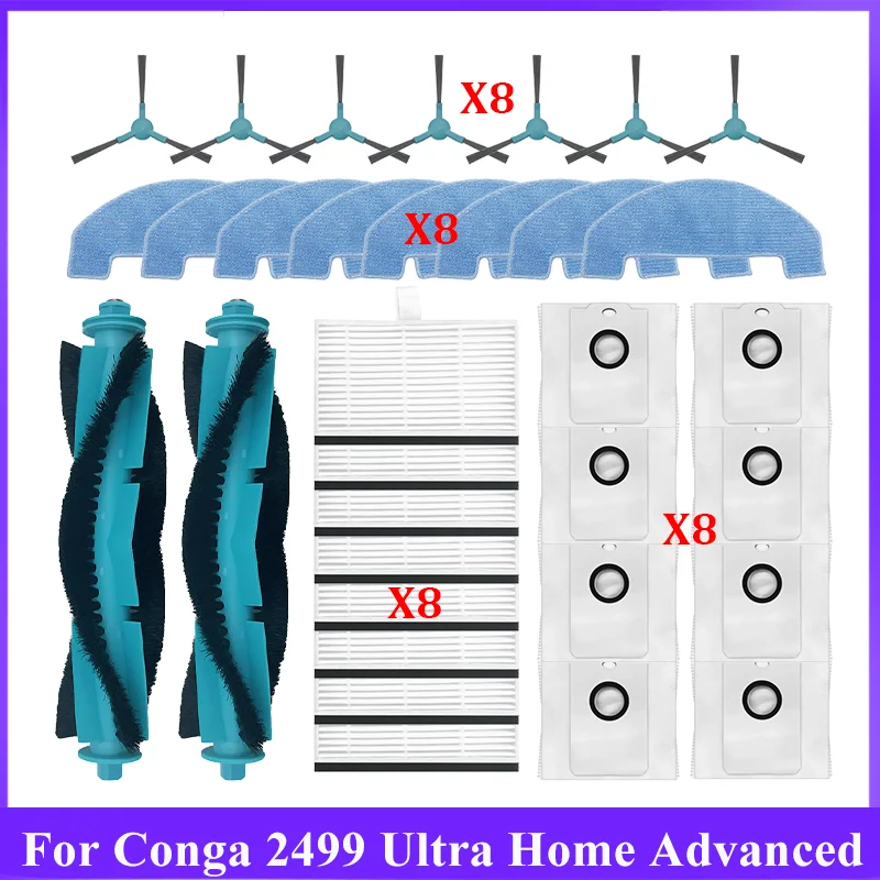 For Cecotec Conga 2499 Ultra Home Titanium SmartGyro R80 Robot Parts Main Side Brush Filter Mop Cloth Replacement  Accessories