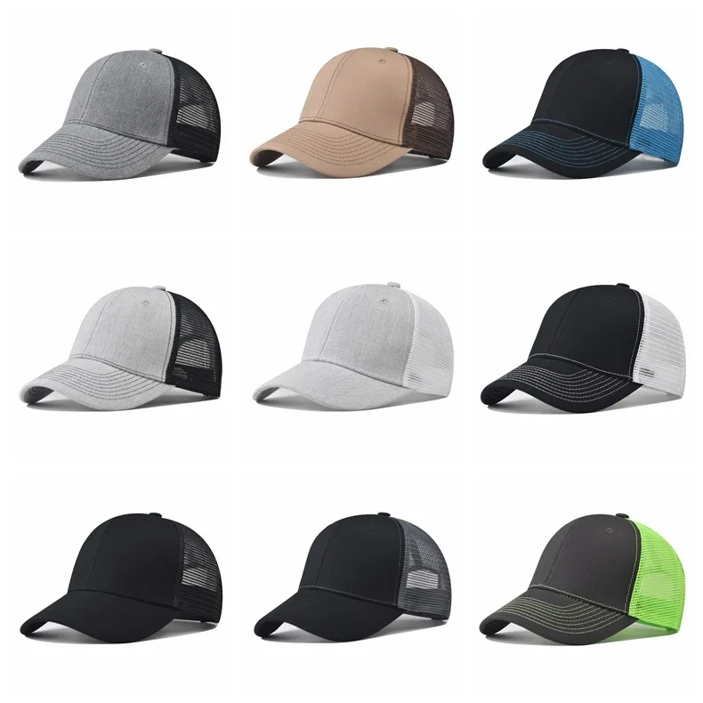 Hot Selling Slightly Curved Brim Baseball Outdoor Hiking Hardened Lining Non-Deformable Plain Mesh Cap