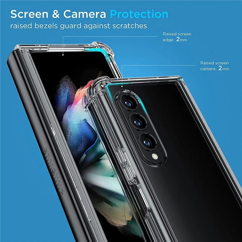 Crystal Soft TPU Bumper Shockproof Hard Clear Case for Samsung Galaxy Z Fold 2 3 4 5 Z Flod 6 with Enhanced Corner Protection