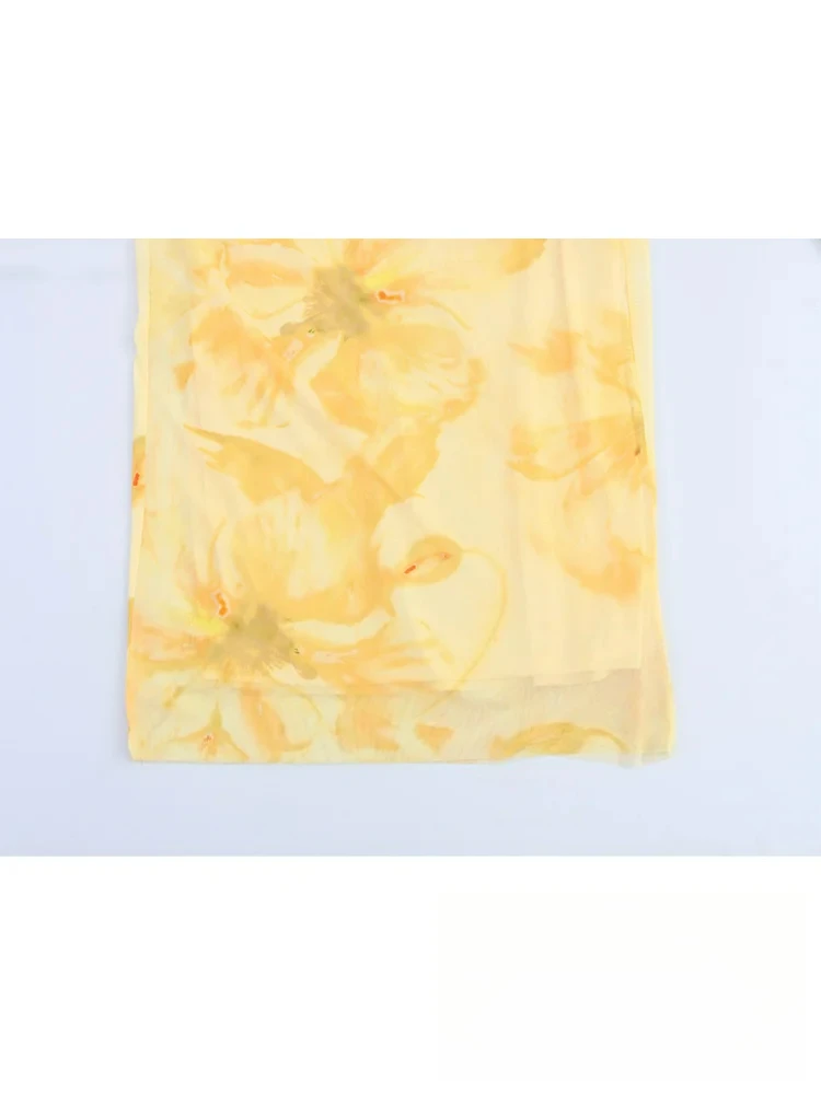 KONDALA Seksowna, elegancka sukienka damska na ramiączkach, żółty wzór, bez rękawów, siateczka, tiulowa, prosta sukienka typu vestidos, modna sukienka letnia na plażę 2025