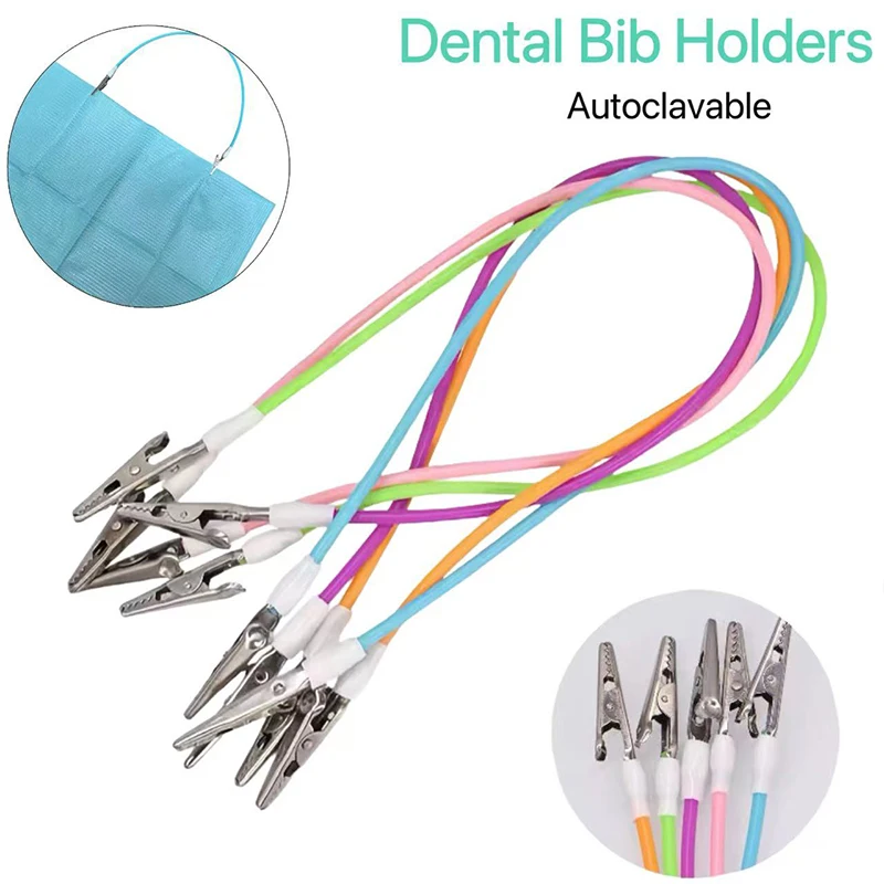 Dental Bib Holders Silicone Autoclavable Dental Patient Napkin Scarf Clips Colorful Towel Fixing Holders Dentist Tools Supplies