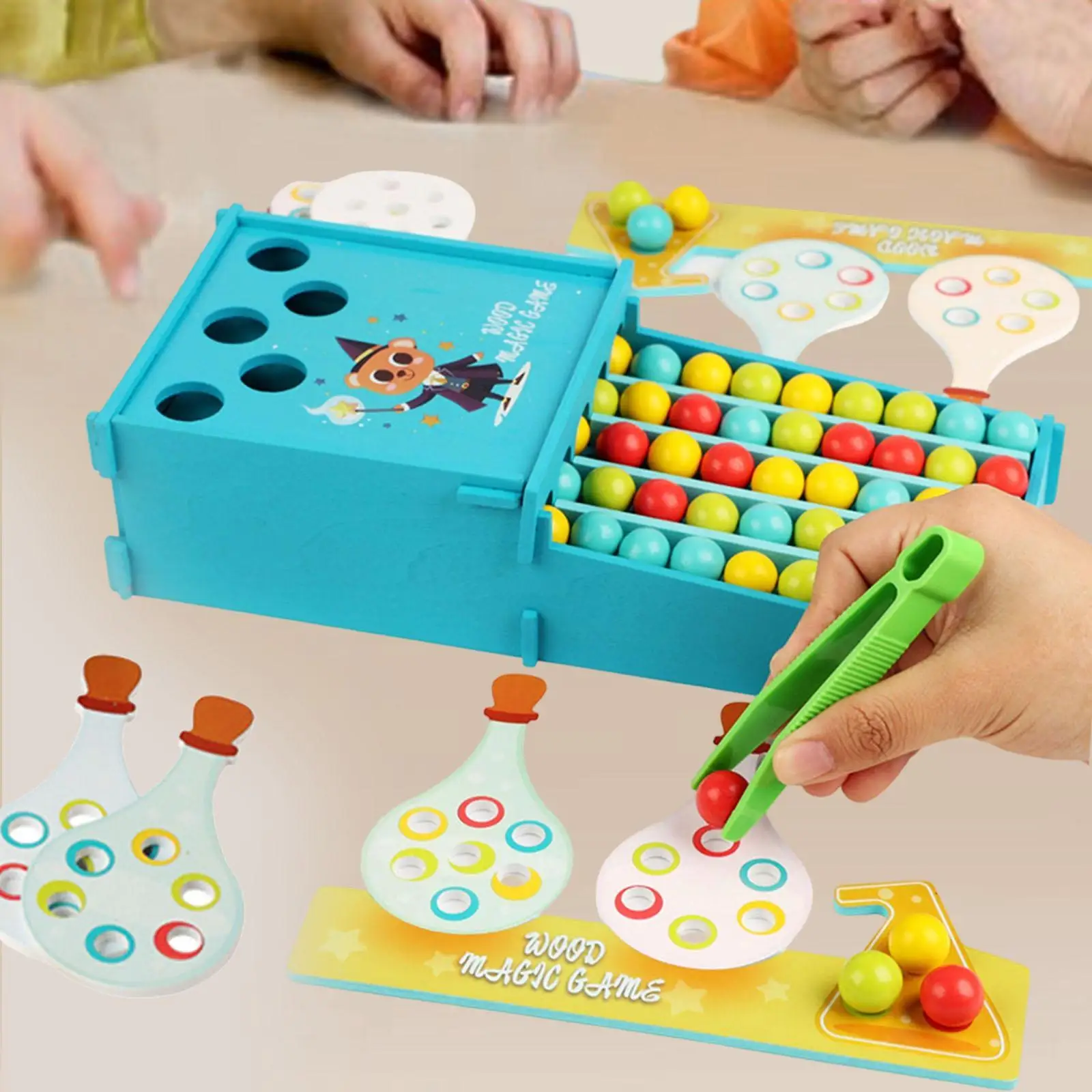 Drewniany Zestaw do Liczenia i Dopasowywania, Zabawki do Liczenia Koralików i Sortowania Kolorów dla Cierpliwości, Niemowląt, Koordynacji Ręka-Oko, Maluchów