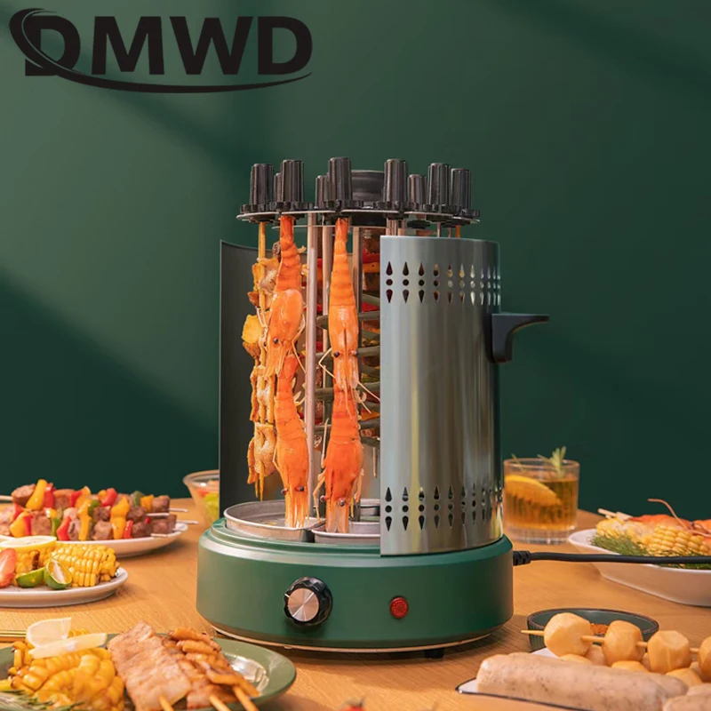 DMWD 220V bezdymny automatyczny obrotowy Grill elektryczny piekarnik Grill Rotisserie Kebab pieczeń obrotowy maszyna 12 szaszłyki jagnięce