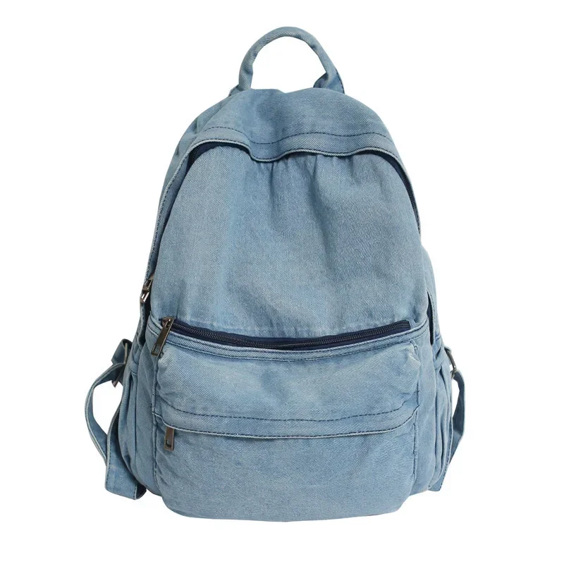 

Vintage Washed Denim Women Backpack Trend Canvas College Backpack Schoolbag for Teenage Girl Boy Laptop Student Travel Bag