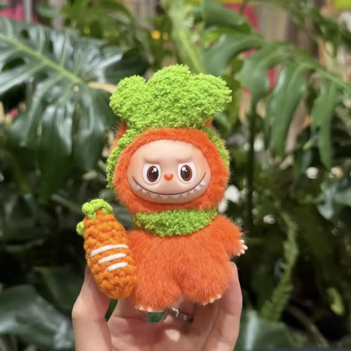 10cm 라부부 인형 당근 플러시 의류 세트 수제 귀여운 장식 라부부 옷 인형 4.0 DIY 장난감 미니 액세서리 선물