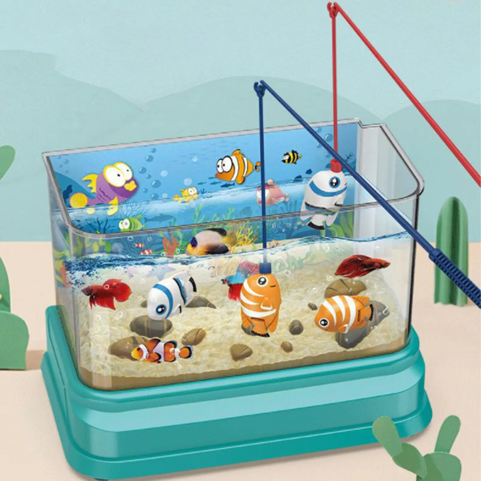 Spielen Haus Simulation Kann Echte Fische Strom Musik Licht Angeln Tank Aquarium Magnet Set Kinder Pädagogisches Spielzeug