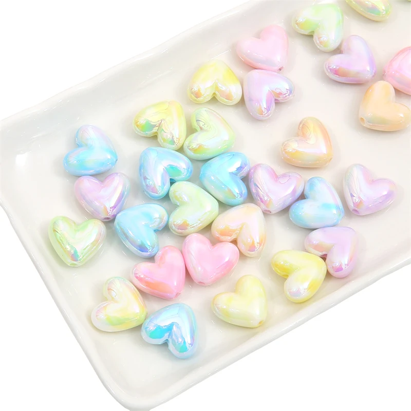 5pcs 17x15mm Colorful Acrylic Heart Beads Charms Loose Bead for Women Earring Bracelet Necklace DIY Jewelry Making Craft view 4