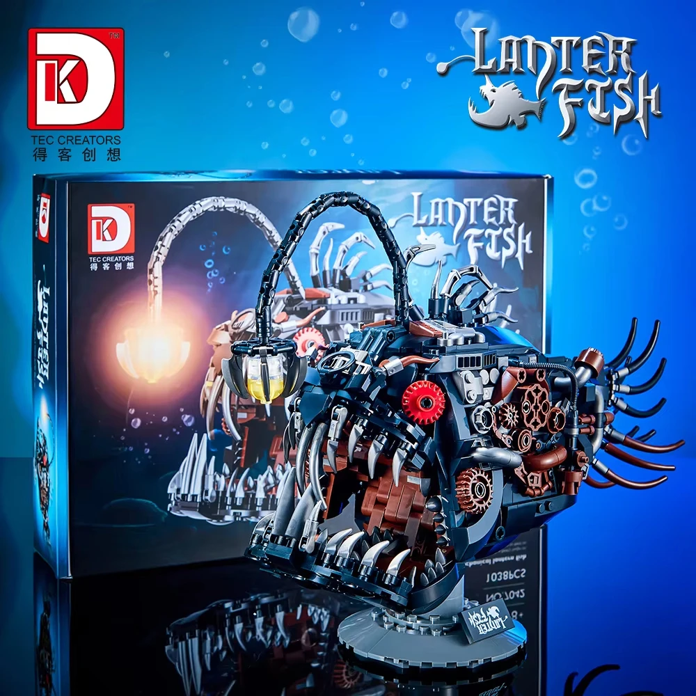 

1038PCS Light-Up Steampunk Fish Model Kit, DIY Mechanical Building Blocks with LED for Adults - Collector Display Gift