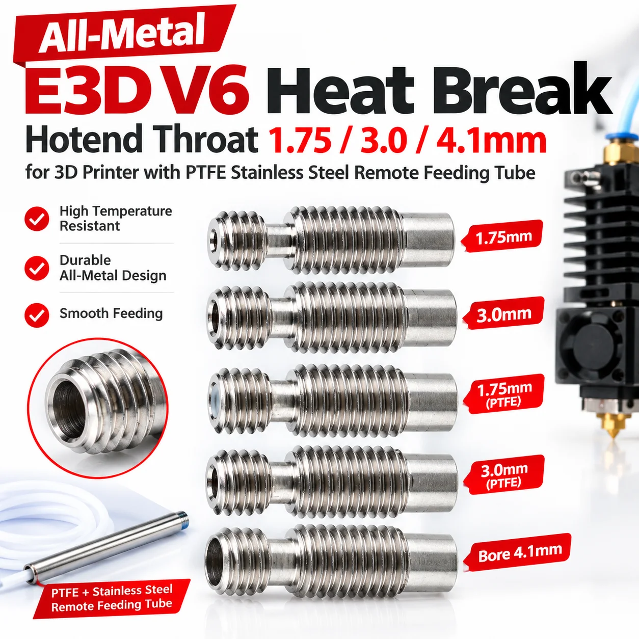 Garganta de Hotend E3D V6 All- - Ptfe Tube avaliação e preço