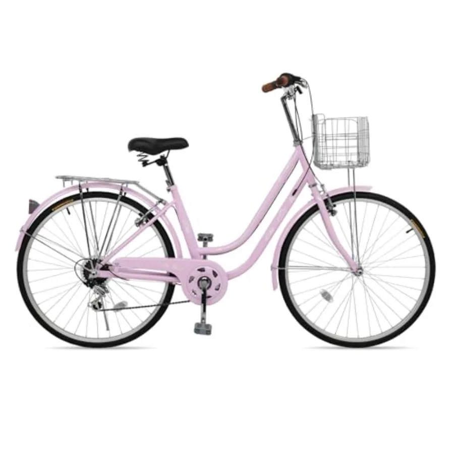 

26 Beach Cruiser Bike for urban commuter use, steel frame, matte black finish, comfortable widened seat and 7-speed gearing