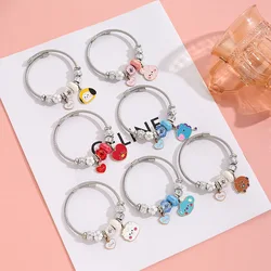 Cute Cartoon DIY Stainless Steel Bracelet Crystal Beads Bracelet Necklace for Male and Female Necklace Students