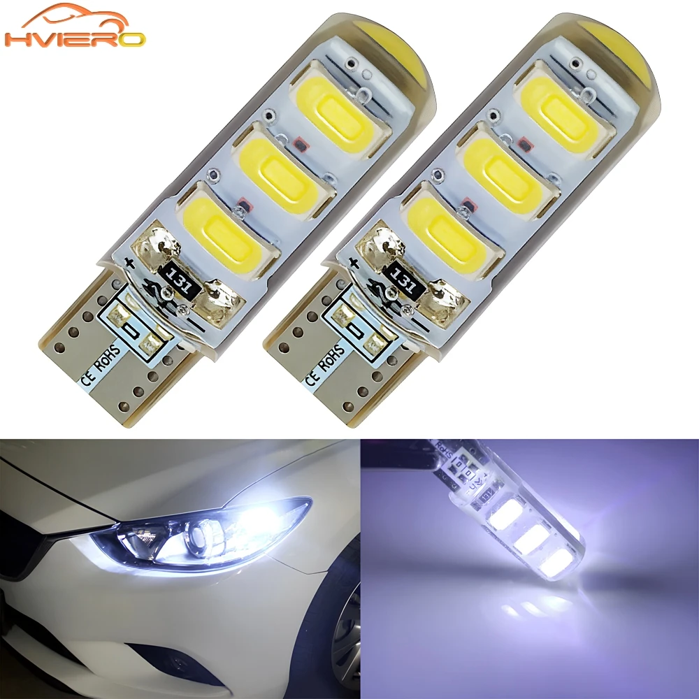 

2X Car Silicone Turn Signal Trunk Lamp Tail Parking Fog Wedge Reverse License Light Accessories LED T10 DC 12V Canbus 5630 6SMD