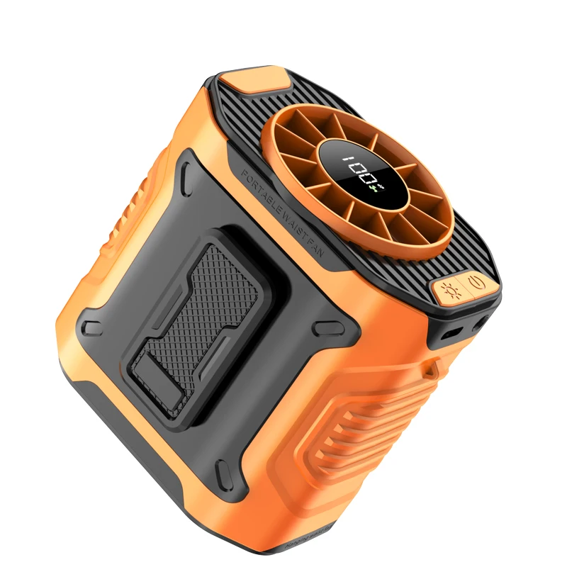 

Portable 4000mAh USB Neck Fan, Rechargeable Waist Clip Cooler for Hiking, Fishing, Camping, Long Lasting & Powerful Cooling