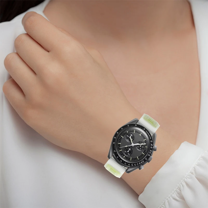 هلام سيليكون الفرقة ل أوميغا X سواتش المشتركة MoonSwatch 20 مللي متر حزام رياضي شفاف ل MoonSwatch سوار كوريا معصمه