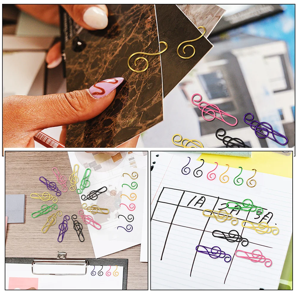 85 قطعة من مشابك ورق الملاحظات الموسيقية الملونة، مشابك مستندات إبداعية معدنية، مستلزمات مكتبية، مشبك ورق زينة للاستخدام المدرسي