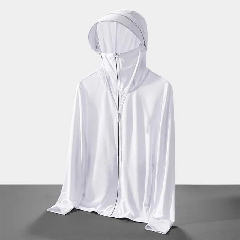 

Мужская и женская модная повседневная дышащая уличная летняя одежда с капюшоном и защитой от УФ-излучения ледяного шелка для рыбалки, профессиональная солнцезащитная одежда