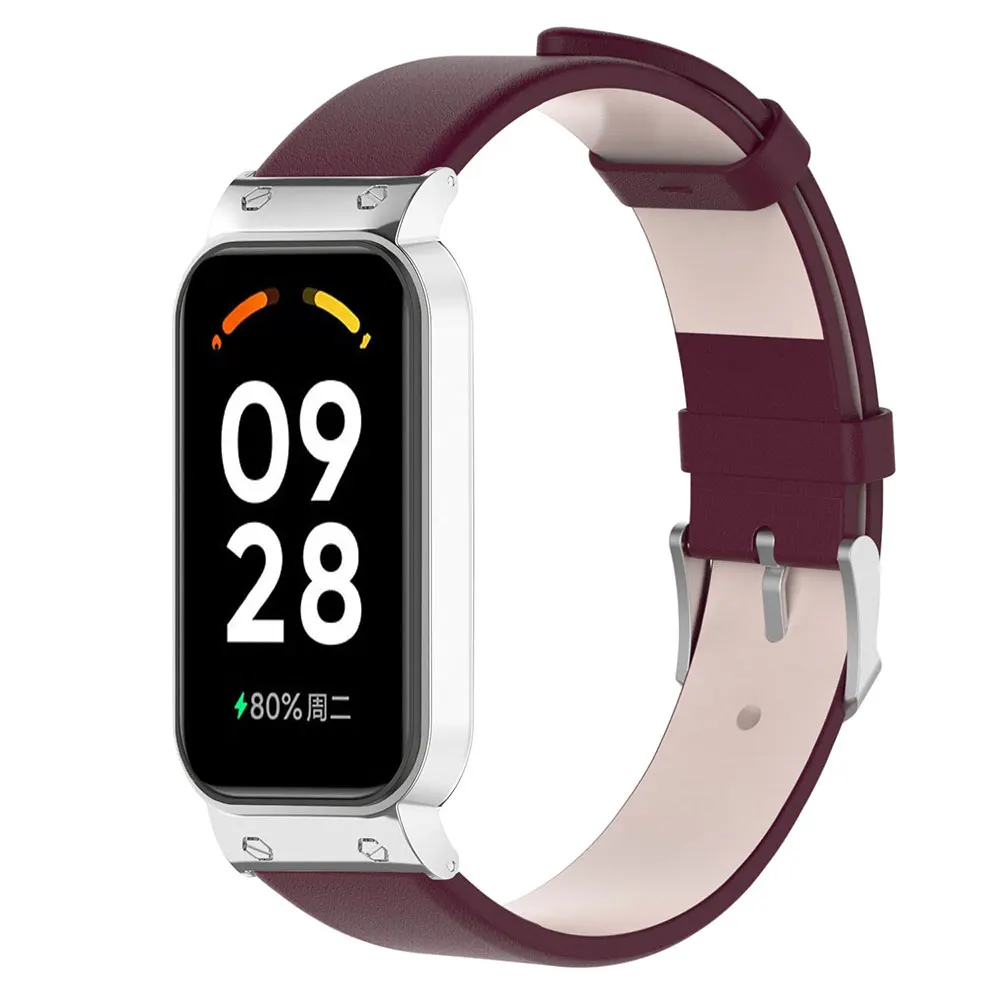 Pulsera de cuero con funda para Xiaomi Mi Band 8, pulsera de reloj inteligente para hombre y mujer, funda protectora activa
