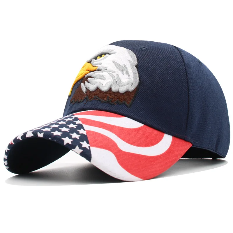 New Men\'s Animal Baseball Cap Patriotic Bald Eagle and American Flag Snapback Caps For Women USA 3D Embroidery Farm Trucker Hats