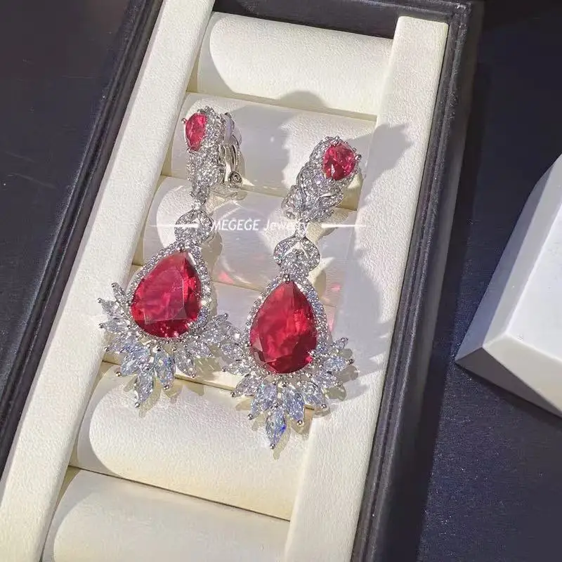 

CC Sterling Drop Earrings S925 Silver Needle Necklace Vintage Jewelry Sets For Women Engagement Party Wedding Accessories Gift