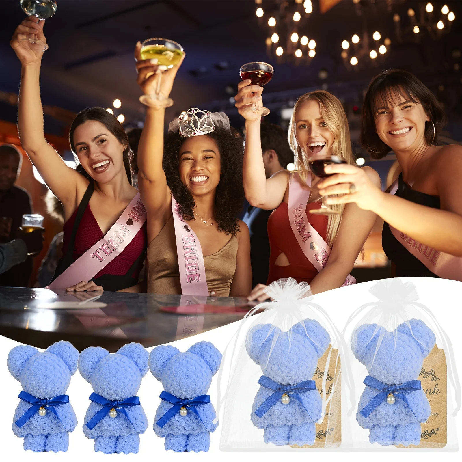 36 Stück/12 Sets Bärenförmiges Handtuch-Grußkarten-Geschenkset für Hochzeitsgeschenke, Brautparty, Taufe – Detail 5