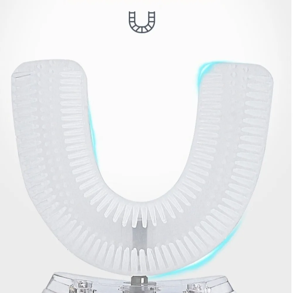 3 طرق فرشاة أسنان كهربائية بالموجات الصوتية قابلة للشحن الضوء الأزرق البارد U-شكل فرشاة الأسنان فرشاة أسنان أوتوماتيكية مقاومة للماء #4