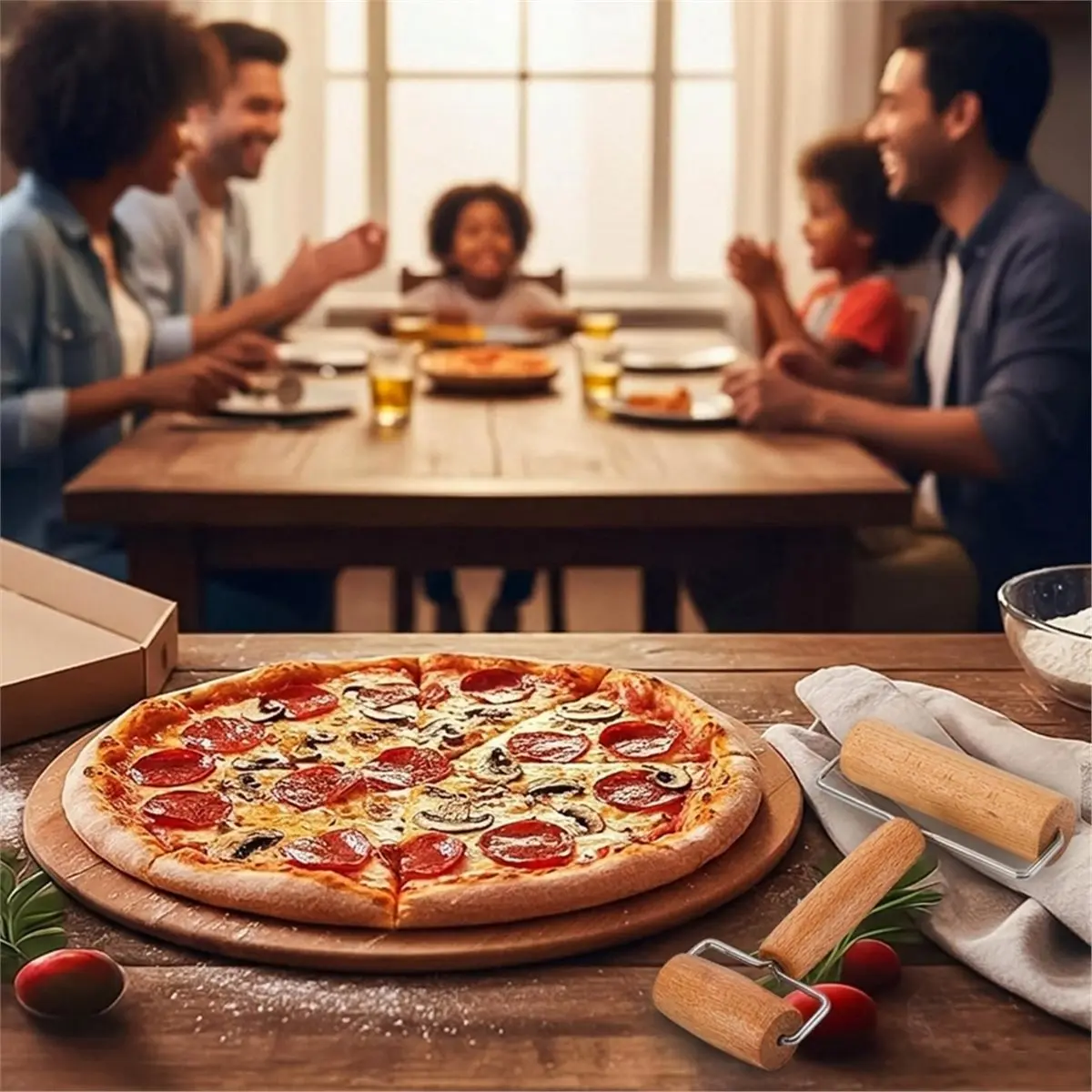 Pizza Dough Roller & Dough Docker,Dough Hole Maker Puncher Wooden Rolling Pin for Pizza,Cookie,Pie,Pastry,Bread,Crust