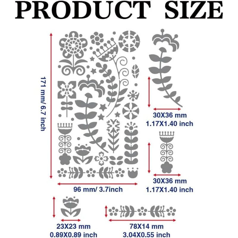 1pc Print Flower Metal Journal Stencil Stainless Steel Stencils Bookmark Stencils 4×7inch Metal Scrapbooking Drawing Stencil DIY