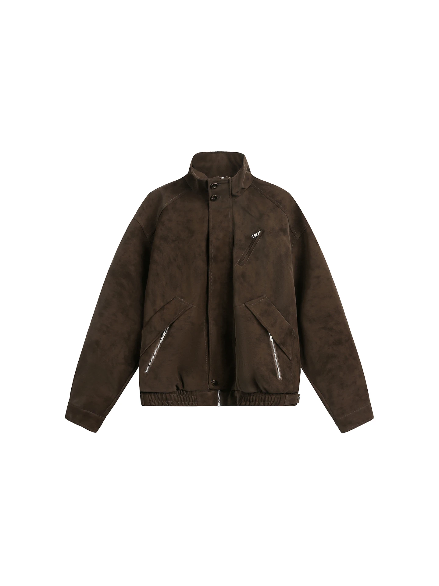 

AJEM American High Street Design PU Leather Velvet Stand Collar Jaet Outerwear Men's Warm Thiened ort Loose Top Trendy