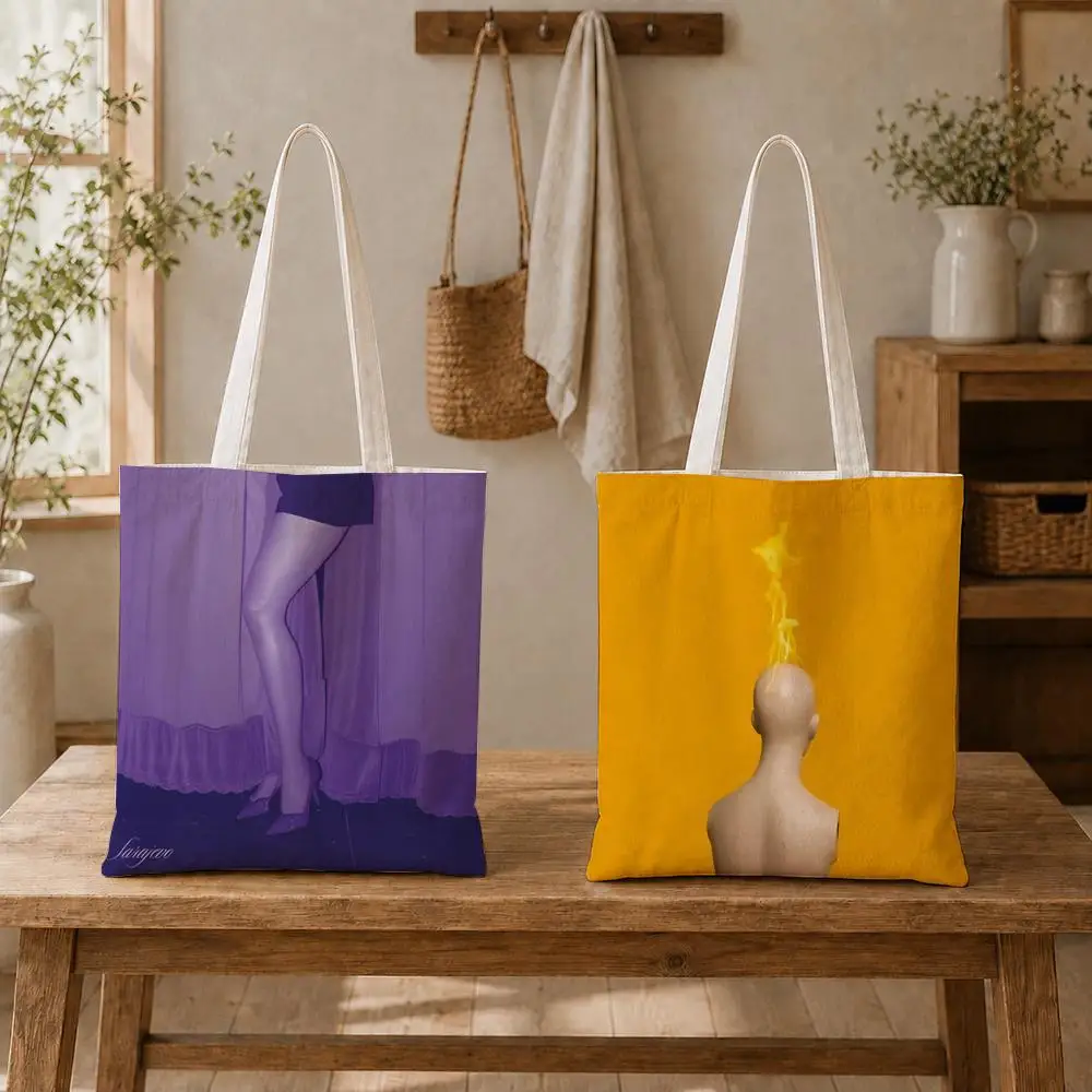 Bolsas de almacenamiento Music J-Jose M-Madero V-Vizcaino, bolso de lona para mujer, gran capacidad, reutilizable, portátil para viajes, playa